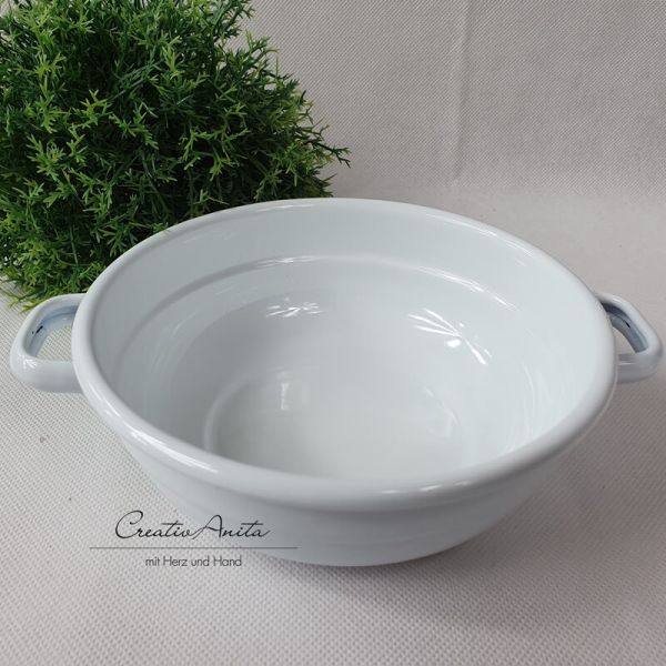 Bauernschüssel aus Emaille in weiß